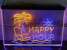 Happy Hour LED Neon Sign Wall Light Beer Cocktails Bar Pub Club Man Cave Décor