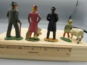 5 Vintage Cast Iron Toys Barclay France Man Woman Child Preacher Sheep 1920-60 - Picture 1 of 16