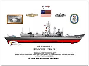 USS Boone FFG 28, a US Navy Oliver Hazard Perry Guided Missile Frigate print - Picture 1 of 1