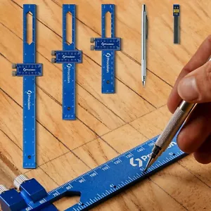 Procision Woodworking Ruler, Set of 3 (12, 8, 6 Inch), Precise Woodworking Pocke - Picture 1 of 6
