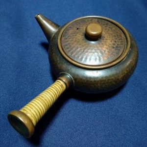 Japanische reine Kupfer Teekanne - traditionelles Kyusu zum Teebrühen, Vintage Artikel - Bild 1 von 10