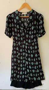 Alannah Hill "She Can't Even Type!!" Size 10 Black Silk Short Sleeve Dress Slip - Picture 1 of 13