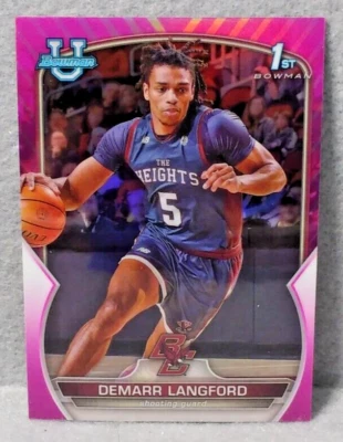 DeMarr Langford 2022-23 Bowman University Chrome #53 1st Pink Refractor  - Image 1 of 2