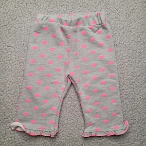 Calvin Klein Pants Baby Girls 3-6 Mos Gray Pink Hearts Ruffles Valentine Stretch - Picture 1 of 4