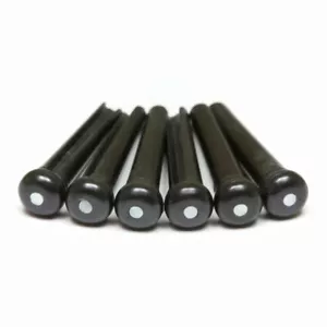 TUSQ Traditional Bridge Pins - Set of 6 - Black with MOP Dot PP-2142-00 - Picture 1 of 4