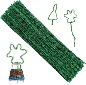 100 Pieces Pipe Cleaners Chenille Stem, Glitter Green Pipe Cleaners Set for Pipe - Picture 1 of 7