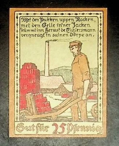 1921 Germany LAGE i LIPPE 25  Phennig Banknote / Notgeld UNC - Picture 1 of 2