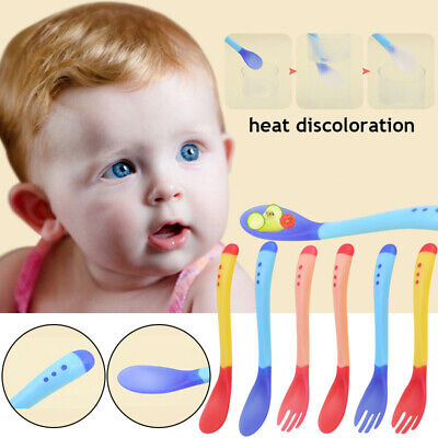 Cuchara Con Detección De Temperatura Para Bebés Tenedor Para Niños Cuchara Redonda Color Caramelo • 1.78€
