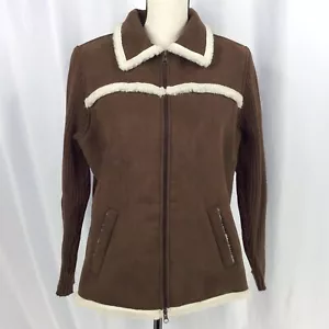 Shaver Lake Faux Suede Shearling Sherpa Jacket Womens Size Medium Brown Western - Picture 1 of 9