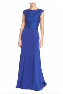 ML Monique Lhuillier Lace Accent Stretch Gown (size 10) - Picture 1 of 3