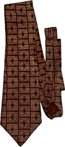Countess Mara Mens Tie Classic Cut Brown Diamonds Paisley Made In USA 100% Silk - Picture 1 of 5