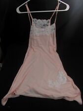 Oscar de la Renta Pink w White Lace Trim Nightie Chemise Nightgown Medium