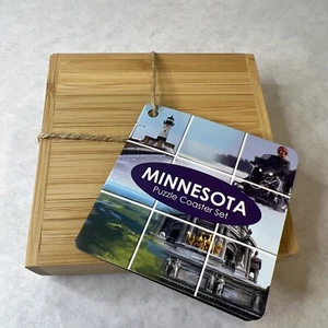 Minnesota Totally Bamboo Puzzle Coaster 4 piece Set, NEW - Picture 1 of 6