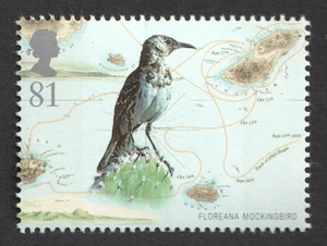 2009 81p Floreana Mockingbird. From Minisheet MS2904 Charles Darwin Minisheet - Picture 1 of 1