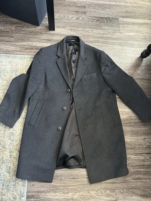 Men’s Wool Overcoat Long Coat 46R London Fog Grey Topcoat - Image 1 of 3