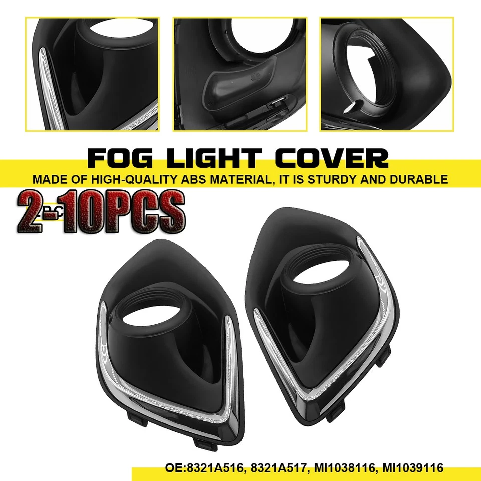 Cubiertas de bisel de luz antiniebla negras y cromadas 2-10X para Mitsubishi RVR / Outlander Sport Foto 1 de 4
