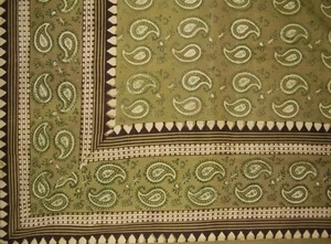 Primitive Paisley Blockdruck Wandteppich Baumwolle Tagesdecke 108" x 88" Full-Queen - Bild 1 von 2