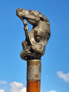 Antique Swagger Stick With Brass Russian Cossack Top Display Military Collector - Picture 1 of 15