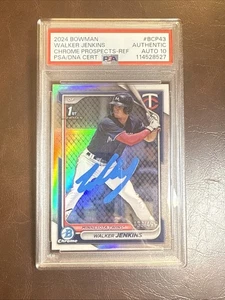 2024 Bowman #BCP43 WALKER JENKINS Classificato PSA 10 AUTO RIFRATTORE 1° Bowman /499 - Foto 1 di 2