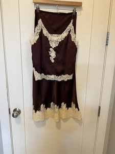NWOT DÔEN Kira corded lace-trimmed silk-satin camisole + Slip Skirt SZ S $ 810 - Picture 1 of 10