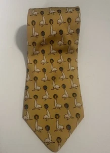 Brooks Brothers Makers Krawatte gelb mit Dichtungen ganz Seide - Bild 1 von 3