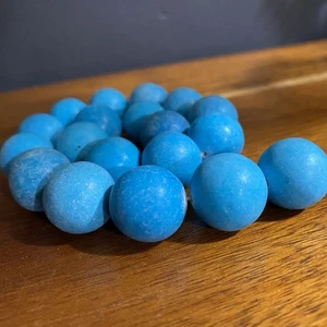 14” Strand of Round 19mm Persian Blue Turquoise Beads • Natural Vivid Robins Egg - Picture 1 of 6
