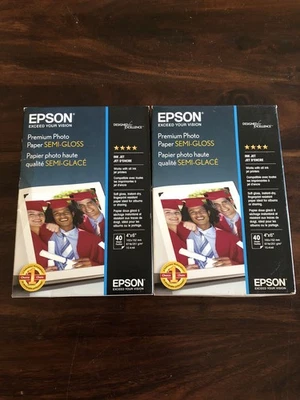2- Epson Premium Photo Paper Semi Gloss 4"x6" 40 Sheets Each Lot Ink Jet Printer - Image 1 of 2