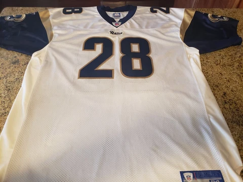 Vintage ST LOUIS RAMS Reebok NFL MARSHALL FAULK  FOOTBALL JERSEY #28 - Size 54 Cover