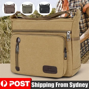 Retro Men's Canvas Shoulder Messenger Bag Crossbody Satchel Travel Man's Bags - Picture 1 of 13