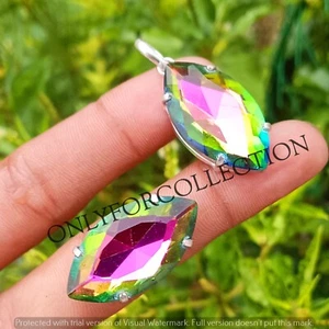 Shiny Mystic Faceted Topaz Glass 925 Sterling Silver Plated Handmade Pendant Lot - Picture 1 of 3