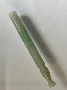 Vintage chinesische durchscheinende helle natürliche grünliche Jadeit Jade Zigarettenpfeife - Bild 1 von 5