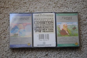 Lot 3 sealed classical cassette tapes Mozart Bernstein Rachmaninoff - Picture 1 of 7