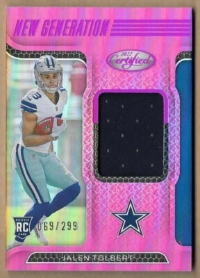 2022 Certified Jalen Tolbert 69/299 RC Jersey Dallas Cowboys Pink - Image 1 of 2