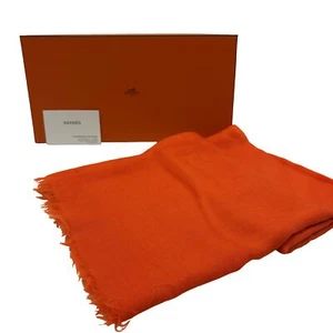 Autentica sciarpa stola HERMES arancione cashmere #36634613 - Foto 1 di 12