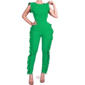Lovely Deals Warehouse Summer Green Bodycon Casual Ruffle Jumpsuit - Picture 1 of 6