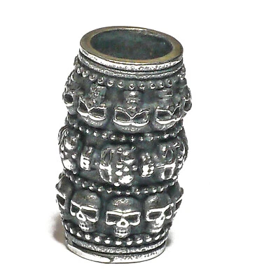 Loch 9mm Bart Perle Bartperle Bartschmuck Edelstahl Totenkopf +Bartgummi - Bild 1 von 4