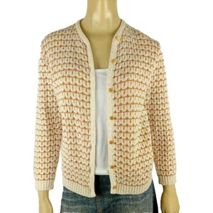 CASHMILON vintage ladies size SW 12 cardigan beige brown knit 60s retro jumper - Picture 1 of 8