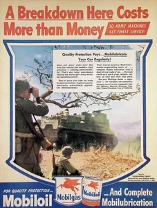 VINTAGE 1940er Jahre Printanzeige ~ Mobiloil ~ Eine Aufschlüsselung kostet hier mehr als Geld - Bild 1 von 1