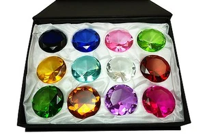 Tripact 60mm Huge Sapphire Amber Emerald Crystal Diamond Set 12pcs - Bild 1 von 1