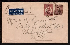 AUSTRALIA CLAYFIELD QUEENSLAND AIRMAIL COVER 2s Kangaroo 6d Kookaburra to USA - Bild 1 von 2