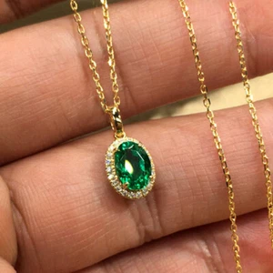 Damen Charm 18k gelb vergoldet Halsketten Anhänger kubisch Zirkonia Schmuck - Bild 1 von 5