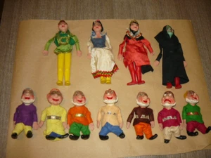 BIANCANEVE SETTE NANI MARIONETTA TEATRINO VINTAGE 1950 SNOW WHITE SEVEN DWARFS - Foto 1 di 5