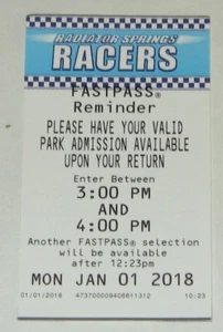 Disney Parks RADIATOR SPRINGS RACERS Fastpass ticket - Picture 1 of 1
