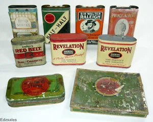 9 Vest Pocket Tobacco Tins - Bond Street Red Belt Lucky Strike Half Raleigh - Picture 1 of 12