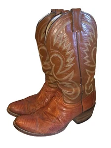 Morgan & Miller Vintage Reptile Leather Cowboy Boots Men’s Size 8 1/2D Brown - Picture 1 of 11