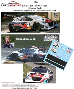 DECALS 1/18 REF 1764 PEUGEOT 208 T16 PIKES PEAK LOEB MONTEE DES LEGENDES 2018 - Bild 1 von 1