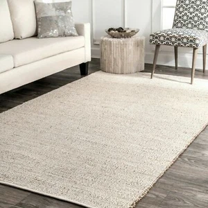 nuLOOM Natural Fibers Contemporary Casuals Handwoven Solid Elfriede Rug Natural - Picture 1 of 5