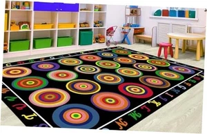 Kleiner Klassenzimmer Teppich Schwarz Grundschule Vorschule Lernteppich Sitzteppich - Bild 1 von 7