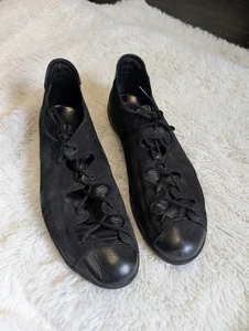 Arche Made In France Lace Up Soft Leather Black Comfort Sneaker Flat US Size 11 - Picture 1 of 8