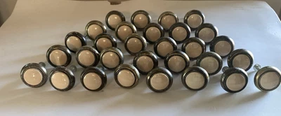 Lot 30 Brass Beige Ceramic Center Cabinet Drawer Knobs Ceramic 1.25" Retro - Image 1 of 4